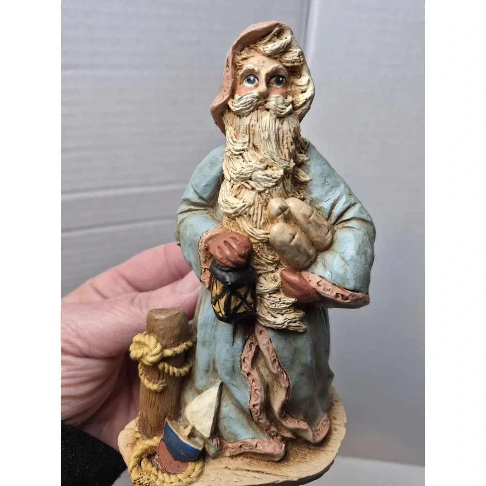 Vintage 1992 Wood World Nautical Santa Figurine‎ Made in USA Coastal Father Boat